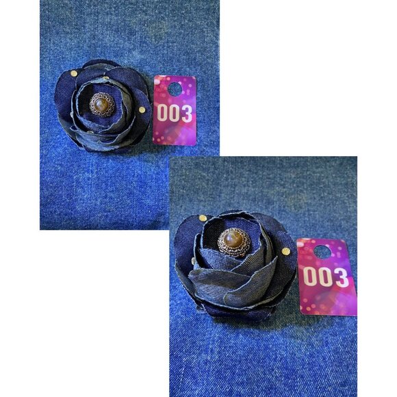 Handmade Denim Diamond & Pearl Brooches - Picture 4 of 8